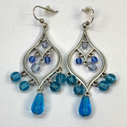 Designer Brighton Silver-Tone Blue Beaded Fashionable Drop Earrings alternative image