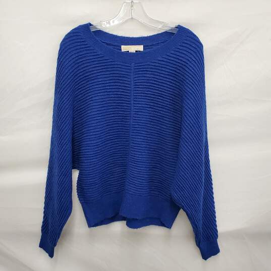 Michael Kors WM's Royal Blue Ribbed Alpaca Crewneck Sweater Size SM image number 1