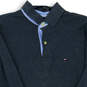 Mens Gray Long Sleeve Collared Hi Low Hem Side Slit Polo Shirt Size Medium image number 3