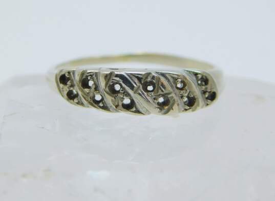 14K White Gold Etched Stepped Band Ring Setting 1.4g image number 1