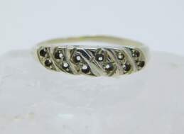 14K White Gold Etched Stepped Band Ring Setting 1.4g
