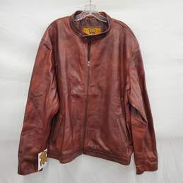 NWT Shop of Jackets Limited MN's Brown Rust Leather Full Zip Jacket Size 4XL