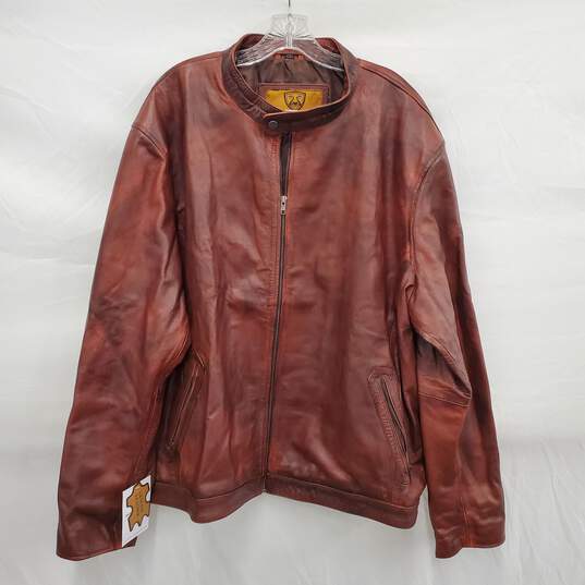 NWT Shop of Jackets Limited MN's Brown Rust Leather Full Zip Jacket Size 4XL image number 1
