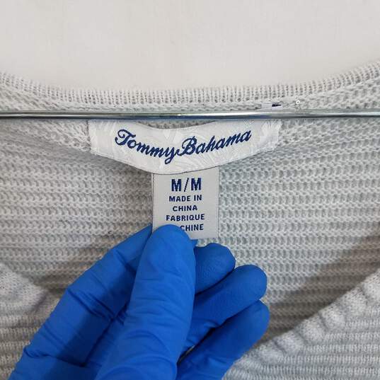 Tommy Bahama light gray metallic knit sweater women's M image number 3