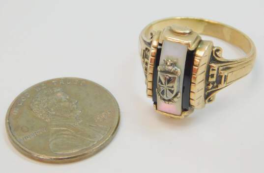 10K Yellow Gold Mother Of Pearl Veritas High School 1991 Class Ring 5.6g image number 4