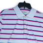 Nike Mens Multicolor Striped Short Sleeve Spread Collar Golf Polo Shirt Size L image number 3