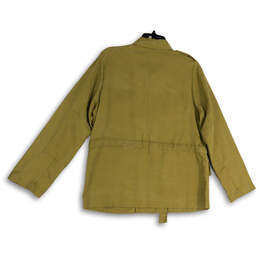 Womens Green Collared Long Sleeve Waist Belt Button Front Jacket Size 3 alternative image