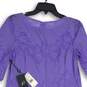NWT Adrianna Papell Womens Purple Lace Round Neck Short Sleeve Shift Dress Sz 8 image number 4