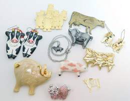 Variety Vintage & Contemporary Cow & Pig Farm Barn Animal Earrings Pendants & Brooches 150.5g