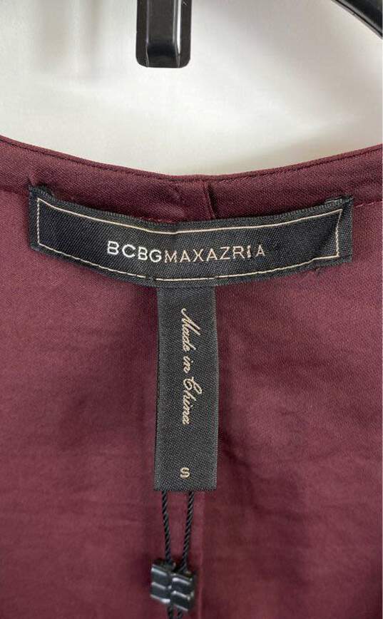 BCBGMaxazria Women Burgundy Drawstring V Neck Dress S image number 3