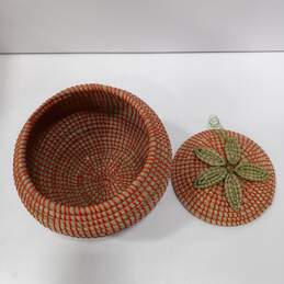 Handmade Woven 'Strawberry' Basket w/Lid alternative image