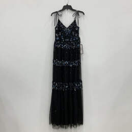 NWT Womens Black Sequin V-Neck Sleeveless Back Zip Evening Maxi Dress Sz 4 alternative image