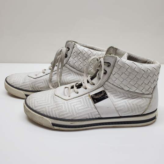 Gianni Versace Couture White Leather High Top Sneaker MN Size 43 AUTHENTICATED image number 2
