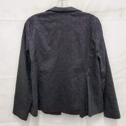 Eileen Fisher WM's 100% Silk Black Open Front Embroidered Blazer Size SM alternative image
