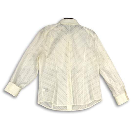 NWT Ellen Tracy Womens White Pointed Collar Long Sleeve Button Up Shirt Size 16 image number 2