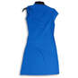 Womens Blue Surplice Neck Cap Sleeve Pullover Shift Dress Size XSP image number 2