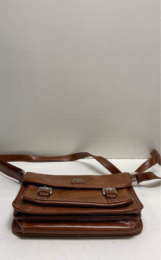 Giani Bernini Leather Double Pocket Crossbody Brown image number 3