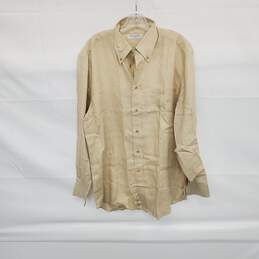Men's Christian Dior Boutique Tan Linen Button Up L/S Shirt MN Size 16.5/42