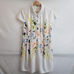Ted Baker Charsy floral ponte stretch dress size 5 / US 12 white