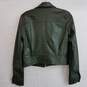 DKNY women's olive green faux leather cropped trucker jacket XXS image number 2