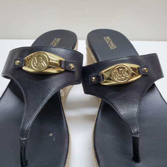 Michael Kors Shoes Women’s Sz 8.5 Black Tilly Thong Sandals Espadrilles Leather image number 3