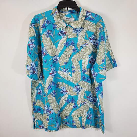 Tommy Bahama Men Blue Floral Button Up Shirt L NWT image number 1