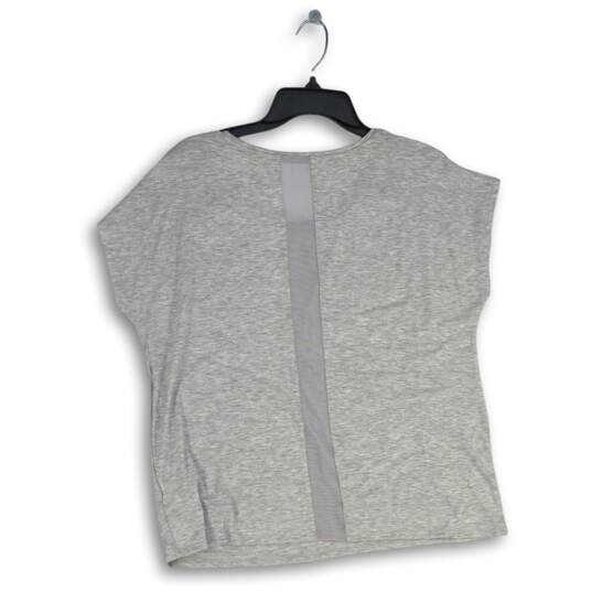 Womens Gray Heather Cap Sleeve Round Neck Pullover Blouse Top Size Large image number 2