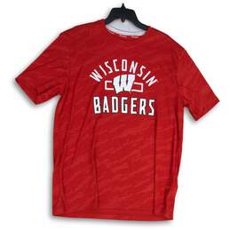 Fanatics Mens Red Wisconsin Badgers Crew Neck Pullover T-Shirt Size X-Large