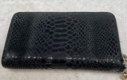 Michael Kors Womens Black Embossed Leather Credit Card Slots Wristlet Wallet alternative image