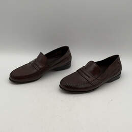 Mens Brown Leather Braided Moc Toe Slip On Loafers Shoes Size 7.5 M alternative image