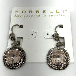 Designer Sorrelli Silver-Tone Life Layered In Sparkle Clip On Drop Earrings
