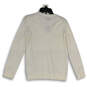 NWT Womens White Knitted V-Neck Long Sleeve Pullover Sweater Size Small image number 1