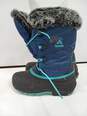 Girls Blue & Black Snow Boots Size 2 image number 4