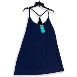 NWT Womens Navy Blue Spaghetti Strap Pullover Mini Dress Size XL