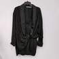 Womens Black Silk Long Sleeve Twist Robe One-Piece Pajama Romper Size 2 image number 1