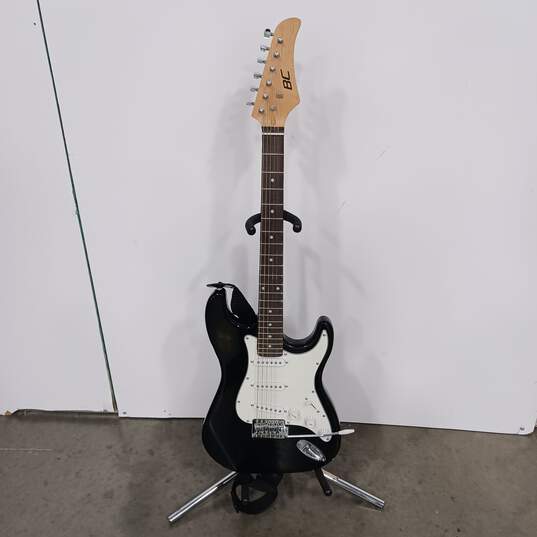 BC Black Electric Stratocaster Guitar with Shoulder Strap image number 1