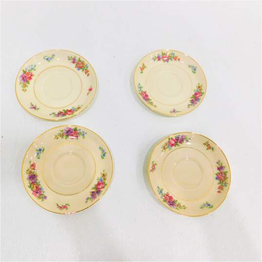 Thomas Ivory Bavaria Floral Gold Trim Set of 4 Footed Cups & Saucers image number 2