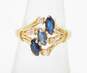14K Yellow Gold Sapphire 0.08 CTTW Diamond Cocktail Ring 4.2g image number 1