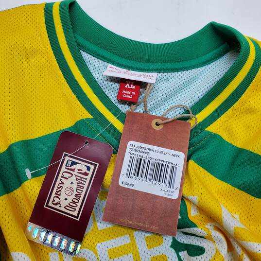 Mitchell & Ness NBA Jumbotron 3.0 Mesh V-Neck Seattle Supersonics Top NWT Size XL image number 3