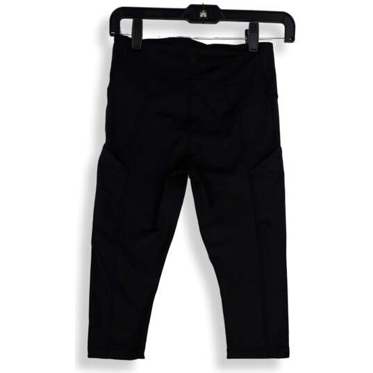 Womens Black Elastic Waist Pockets Stretch Pull-On Capri Leggings Size XS image number 2