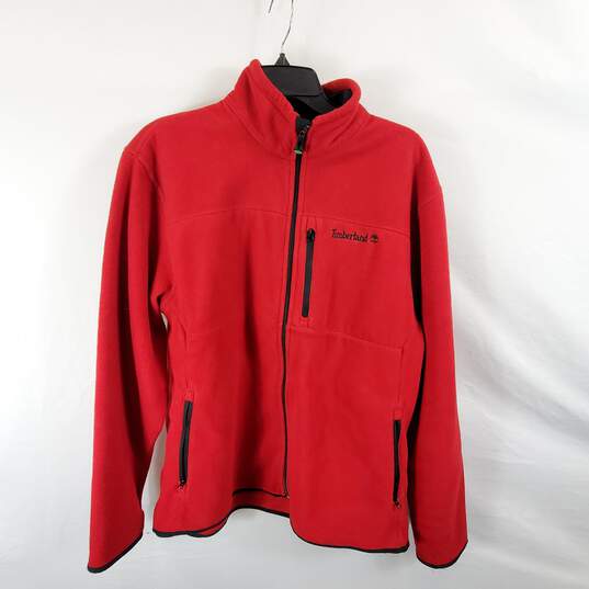 Timberland Men Red Fleece Jacket Sz L image number 1