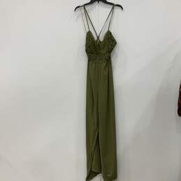 NWT Blashe Womens Olive Green Lace Spaghetti Strap One-Piece Jumpsuit Dress Sz L