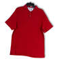 Mens Red Collared Short Sleeve Side Slit Golf Polo Shirt Size Medium image number 1