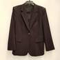 Womens Brown Long Sleeve Collared Flat Front Two Pieces Pant Suit Size 46 image number 1