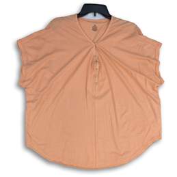 Sonoma Womens Pink Short Dolman Sleeve V-Neck Pullover T-Shirt Size 1X