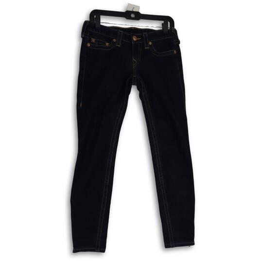 Womens Black Denim Dark Wash 5-Pocket Design Skinny Leg Jeans Size 27 image number 1