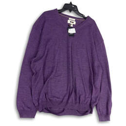 NWT Womens Purple Long Sleeve V-Neck Stretch Pullover Sweater Size 3x