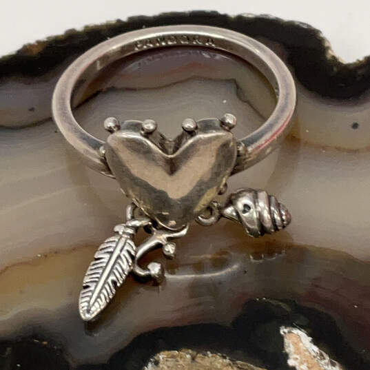 Designer Pandora S925 ALE Sterling Silver Heart Shape Spiritual Band Ring image number 3