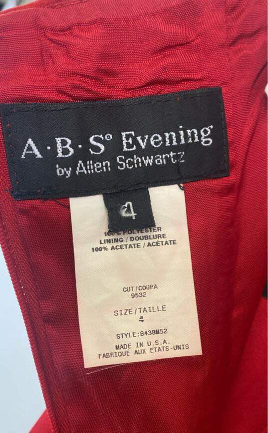 ABS By Allen Schwartz Women's Red Strapless Gown- Sz 4 NWT image number 3