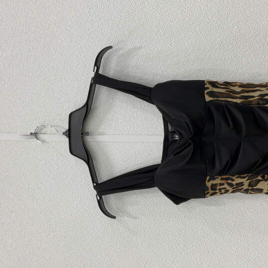 Women Black Beige Animal Print Sleeveless Pullover Bodycon Dress Size 5 image number 3